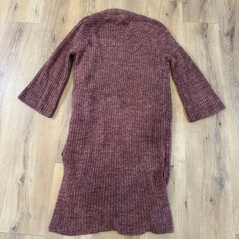 Barefoot Dreams CozyChic Lite Cardigan Duster XXS/XS Maroon Ribbed Long Sleeve - Picture 7 of 7